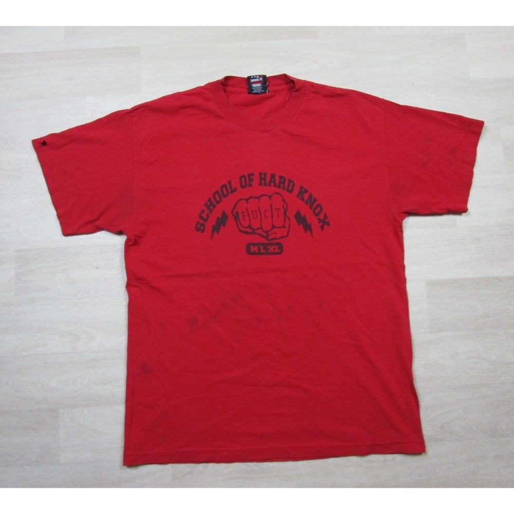 Vintage FUCT T Shirt Mens (L) Y2K Skater Tee Distressed School of Hard Knox Logo